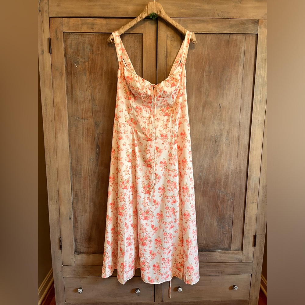 GOOD WEAR CLUB NWOT Rose Floral High Slit Corset Waist Maxi Dress. Size 5x